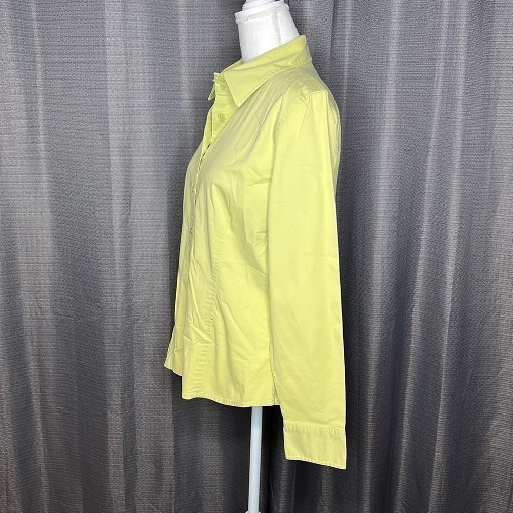 Talbots Stretch Small Lime Green Button Front Shi… - image 3